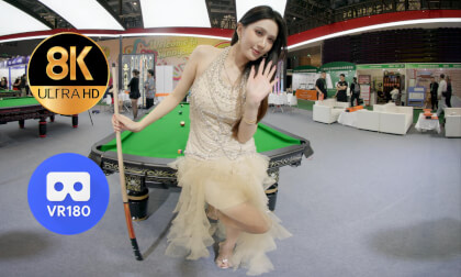 台球展厅金裙模特气质超绝 3D高清VR片源-43VR视频资源网
